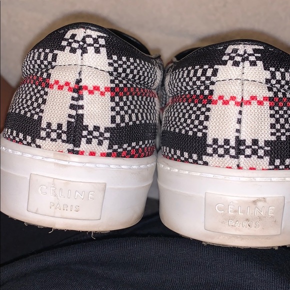 CELINE  Authentic Print Pattern Black Red Sneakers - Picture 3 of 15